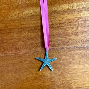 Sterling silver starfish pendant with pink ribbon 🎀